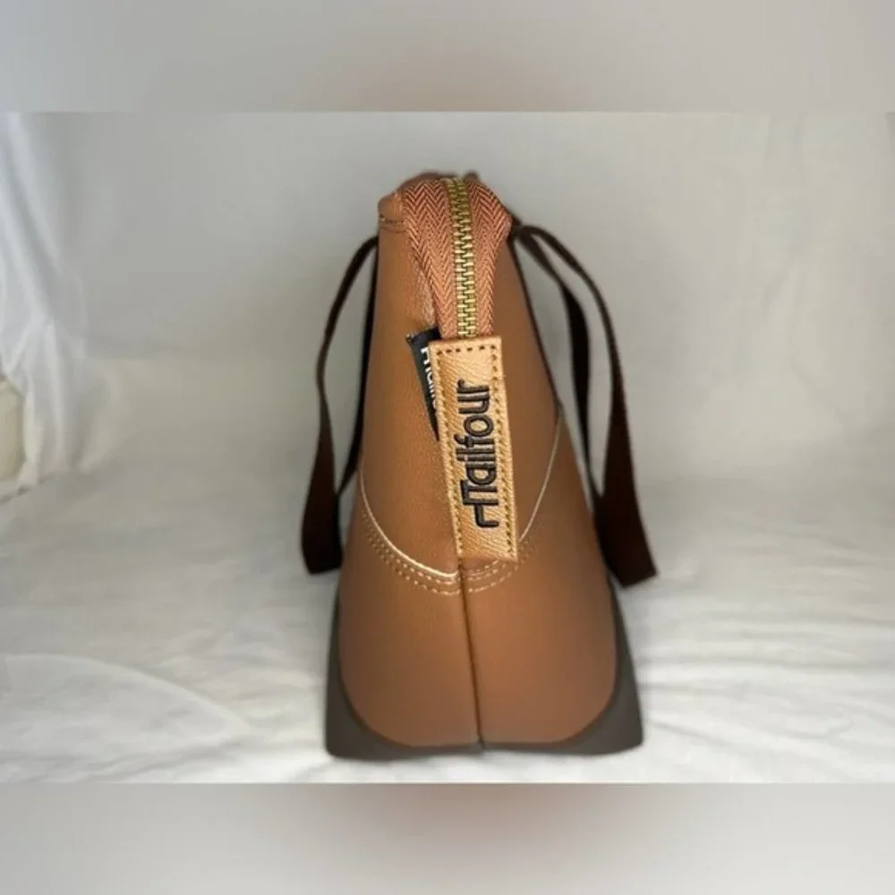 Tailfour Dog Bag Carrier Brown Leather with External Pockets and Handles